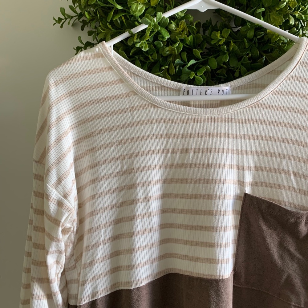 Cream and brown top